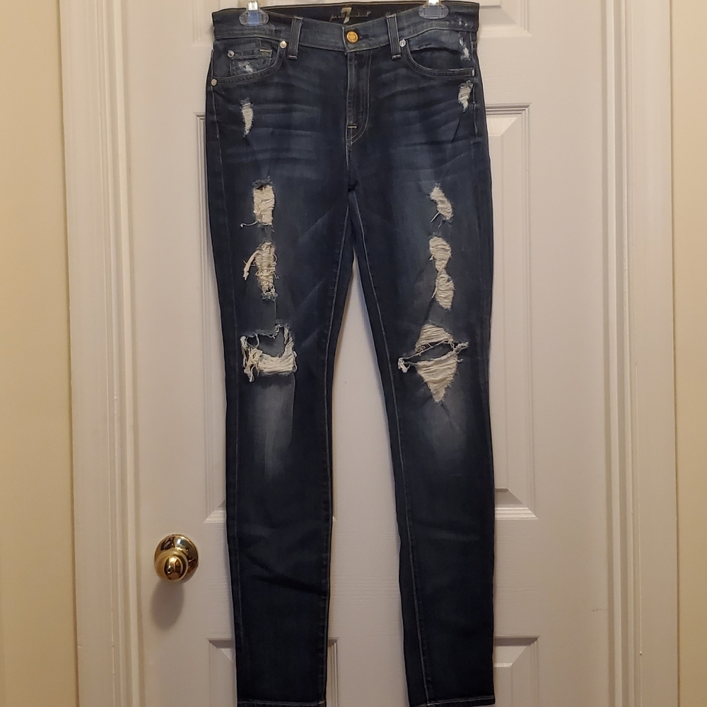 7 FAM Distressed Skinny Jeans